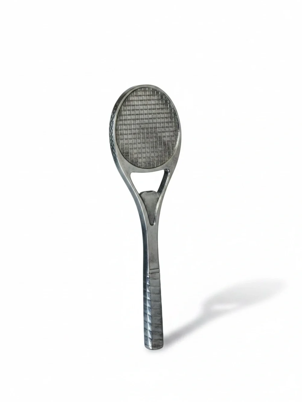 Vintage Metal Tennis Racket beer opener - Silver
